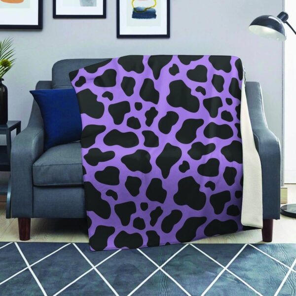 Black And Purple Cow Print Blanket