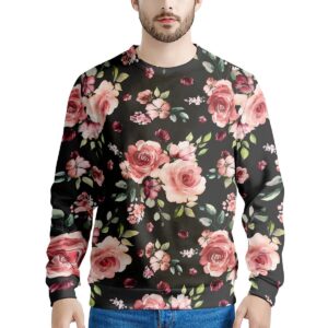 Black Pink Rose Flower Print Mens Sweatshirt 150b9f4e bc39 4844 9f97 c0ce6a5e28b8