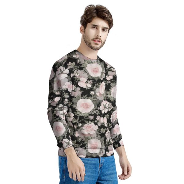 Pink Rose Floral Pattern Print Men’s Sweatshirt