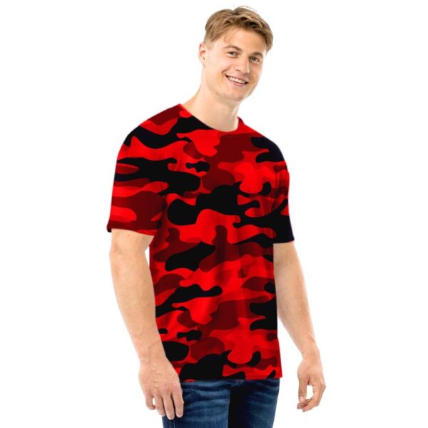 Red Camo Print Men T Shirt
