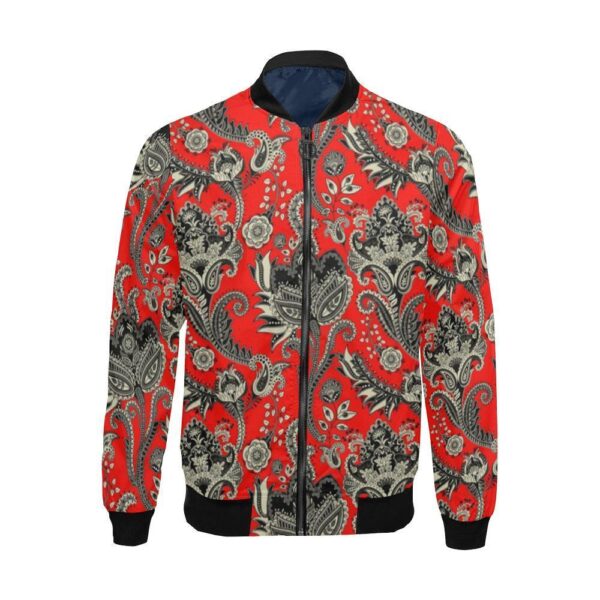 Red Paisley Pattern Print Men’s Bomber Jacket