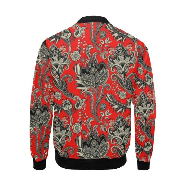 Red Paisley Pattern Print Men’s Bomber Jacket