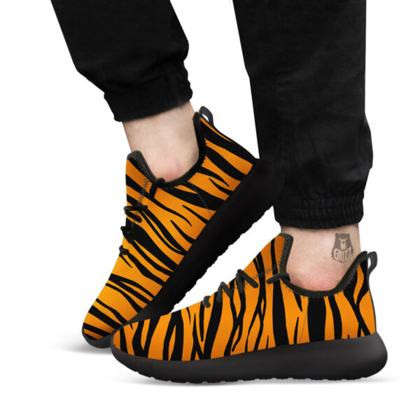 Tiger Stripe Black And Orange Print Black Athletic Shoes