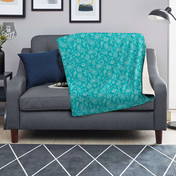 Turquoise Paisley Bandana Print Blanket