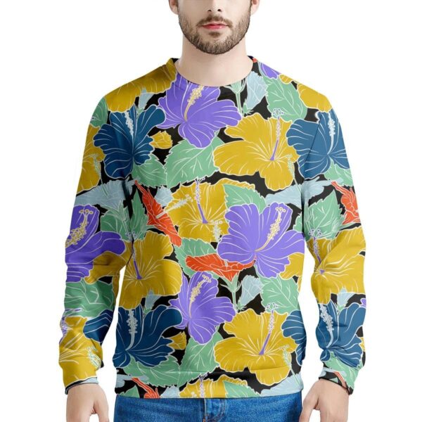 Violet Hibiscus Flower Hawaiian Print Men’s Sweatshirt