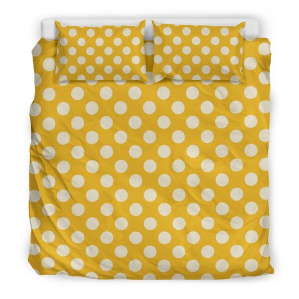Yellow White Polka dot Pattern Print Duvet Cover Bedding Set